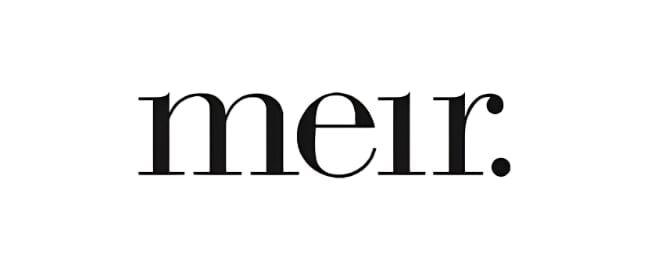 Meir logo in black text