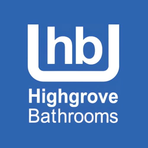 Highgrove Bathrooms logo with HB initials in white on blue