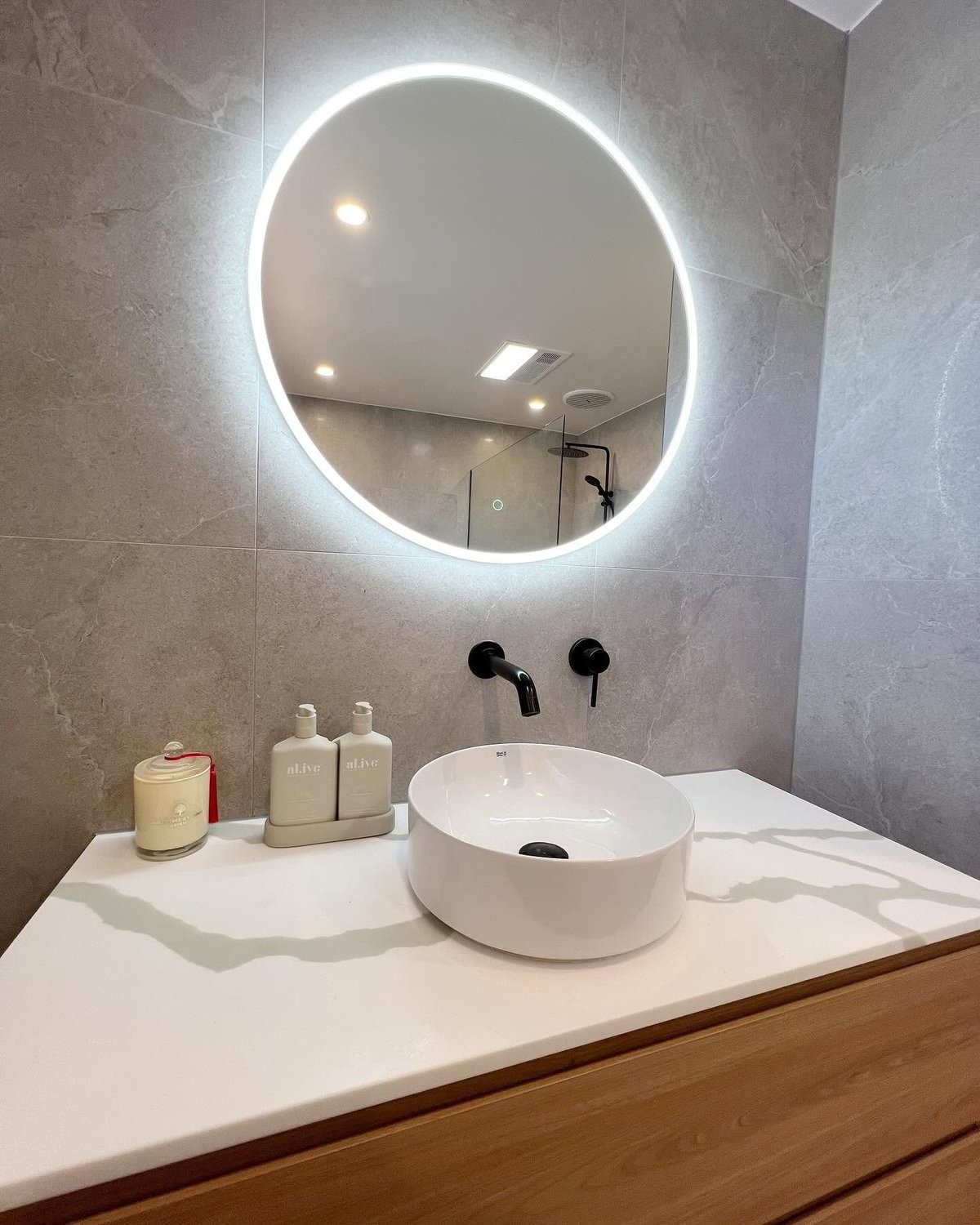 Electrical bathroom renovation detail